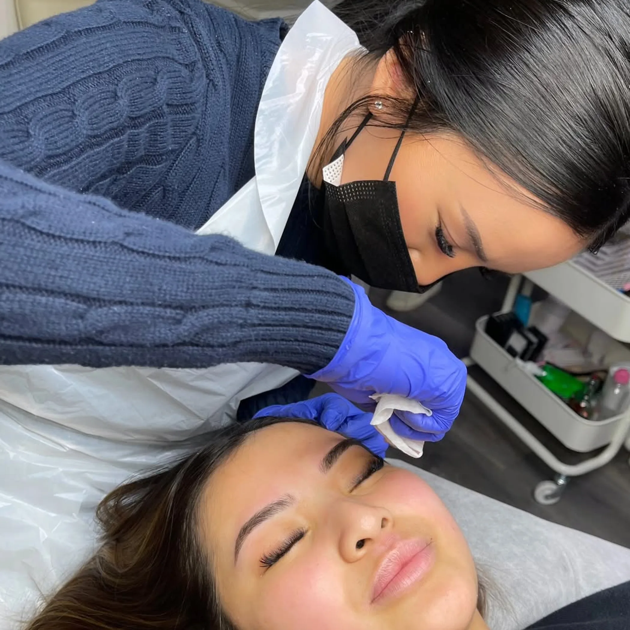 cosmetic tattooing training session close-up