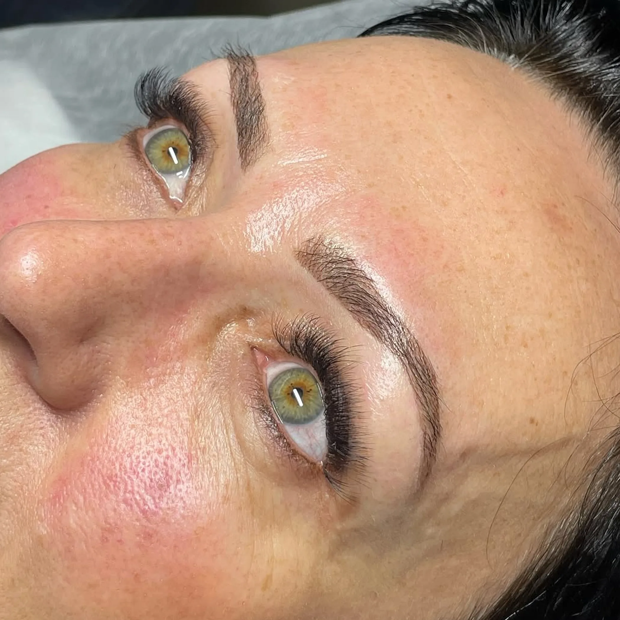 healing eyebrow tattoo close-up