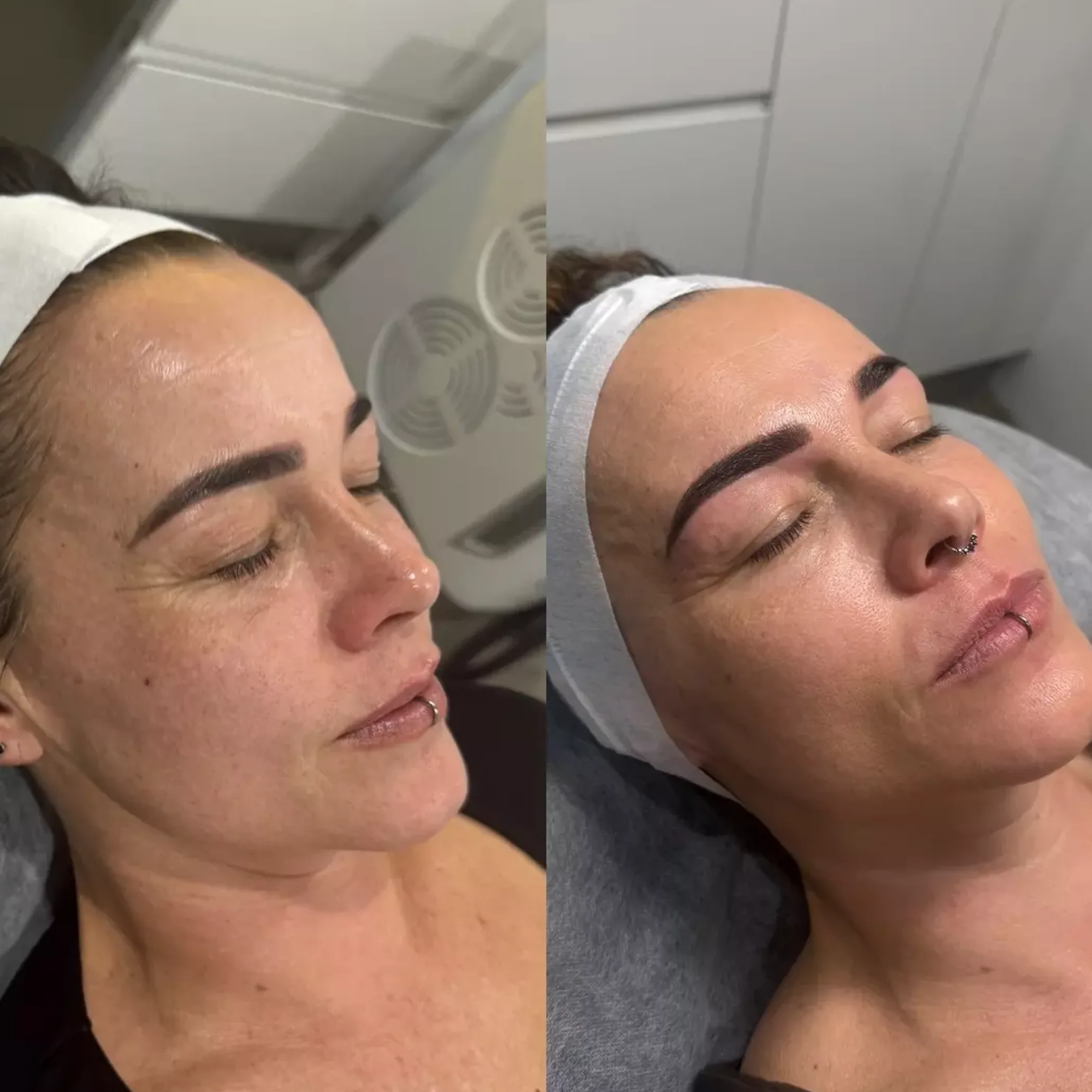 healed eyebrow tattoo close-up