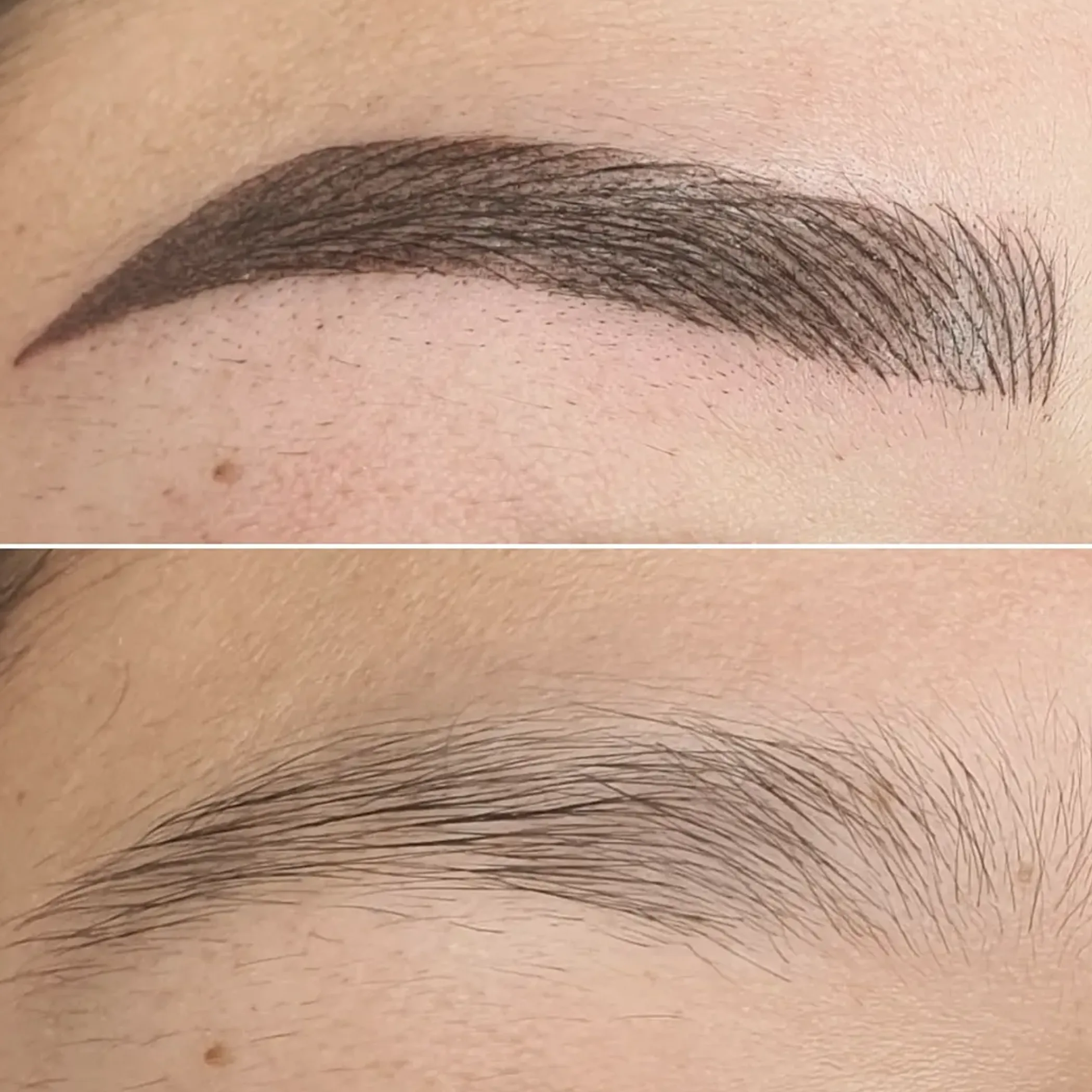 close-up of cosmetic eyebrow tattooing