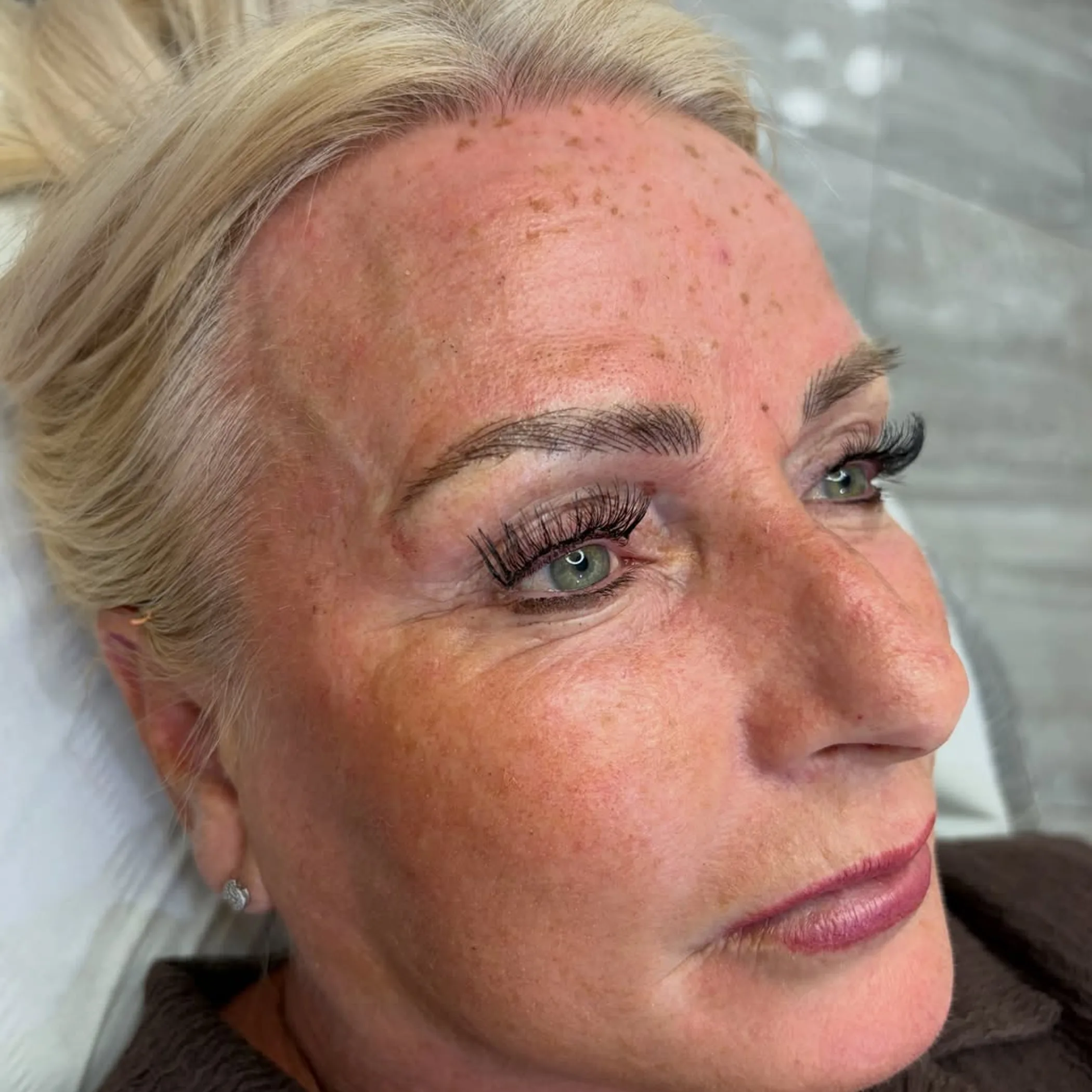 freshly tattooed eyebrow close-up