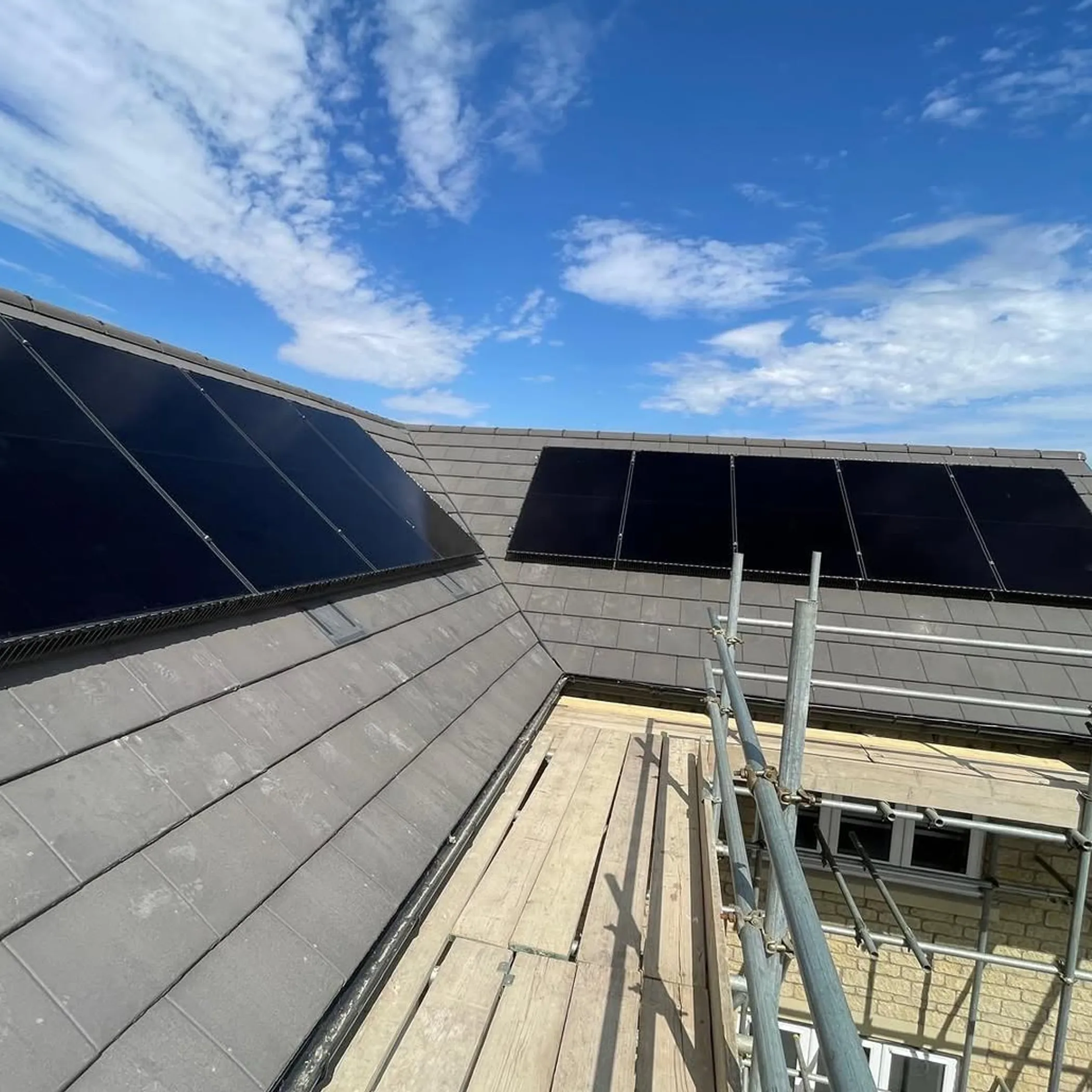 clean solar panels on residential roof