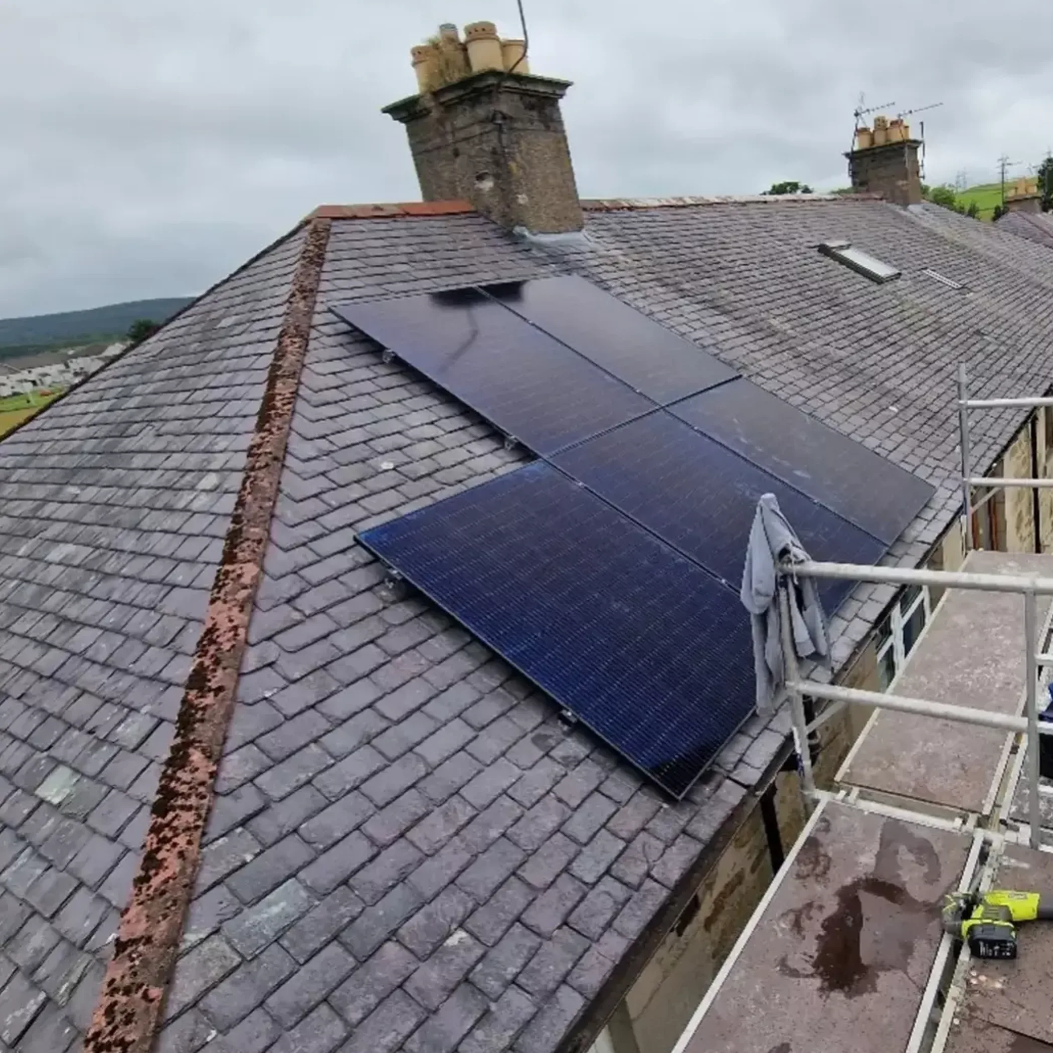 rooftop solar panels in sunlight