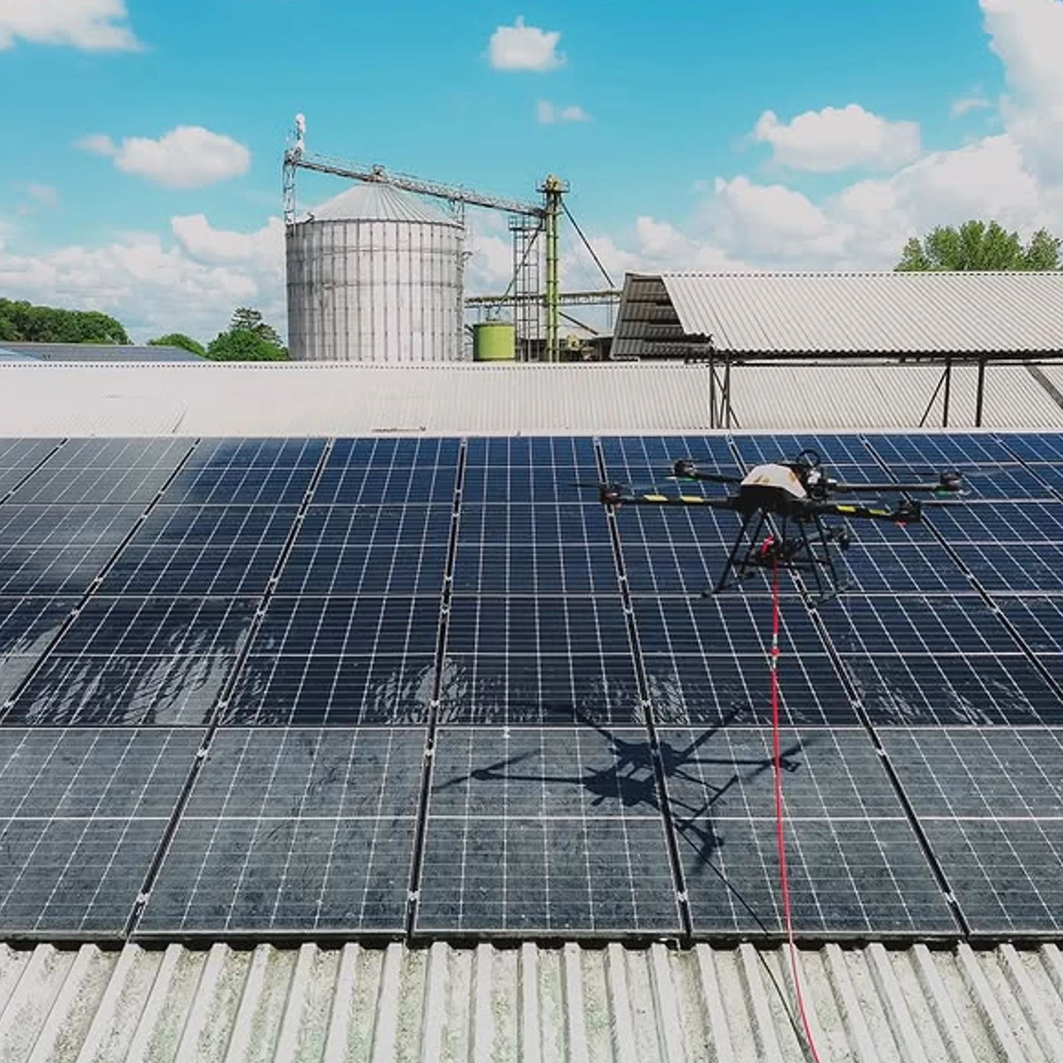 solar panels and inspection drone