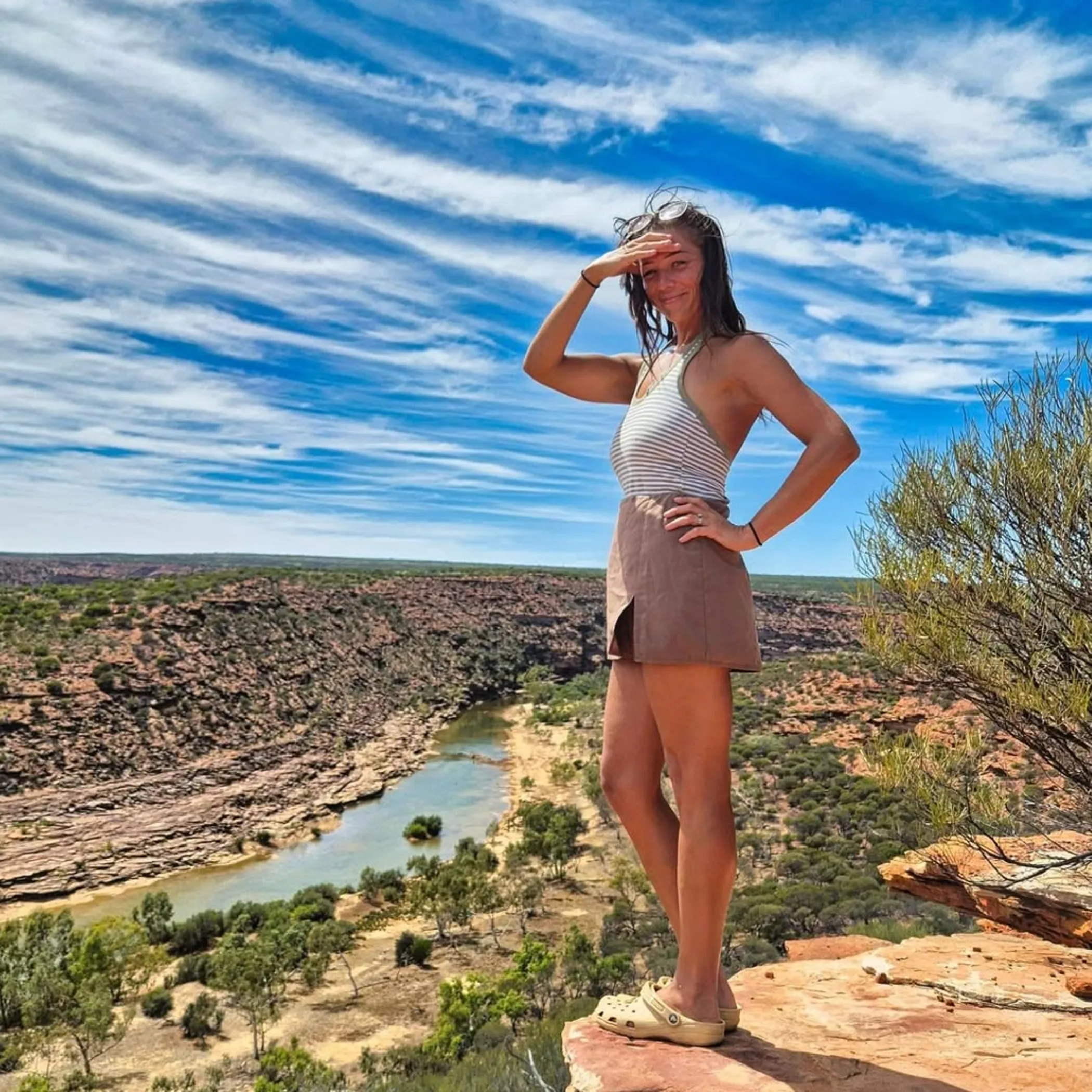 traveler at australian national park gorge