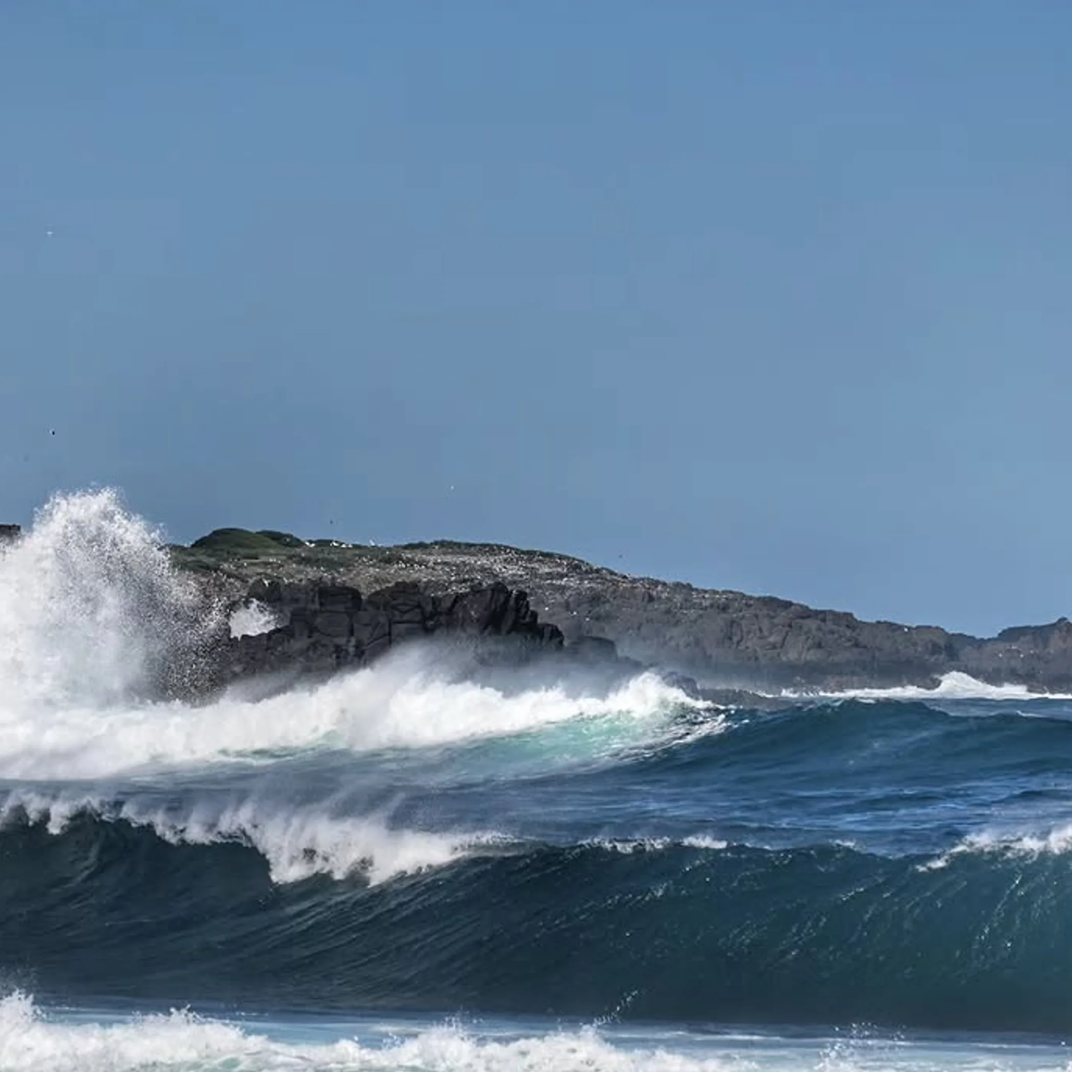 rocky shoreline with heavy surf