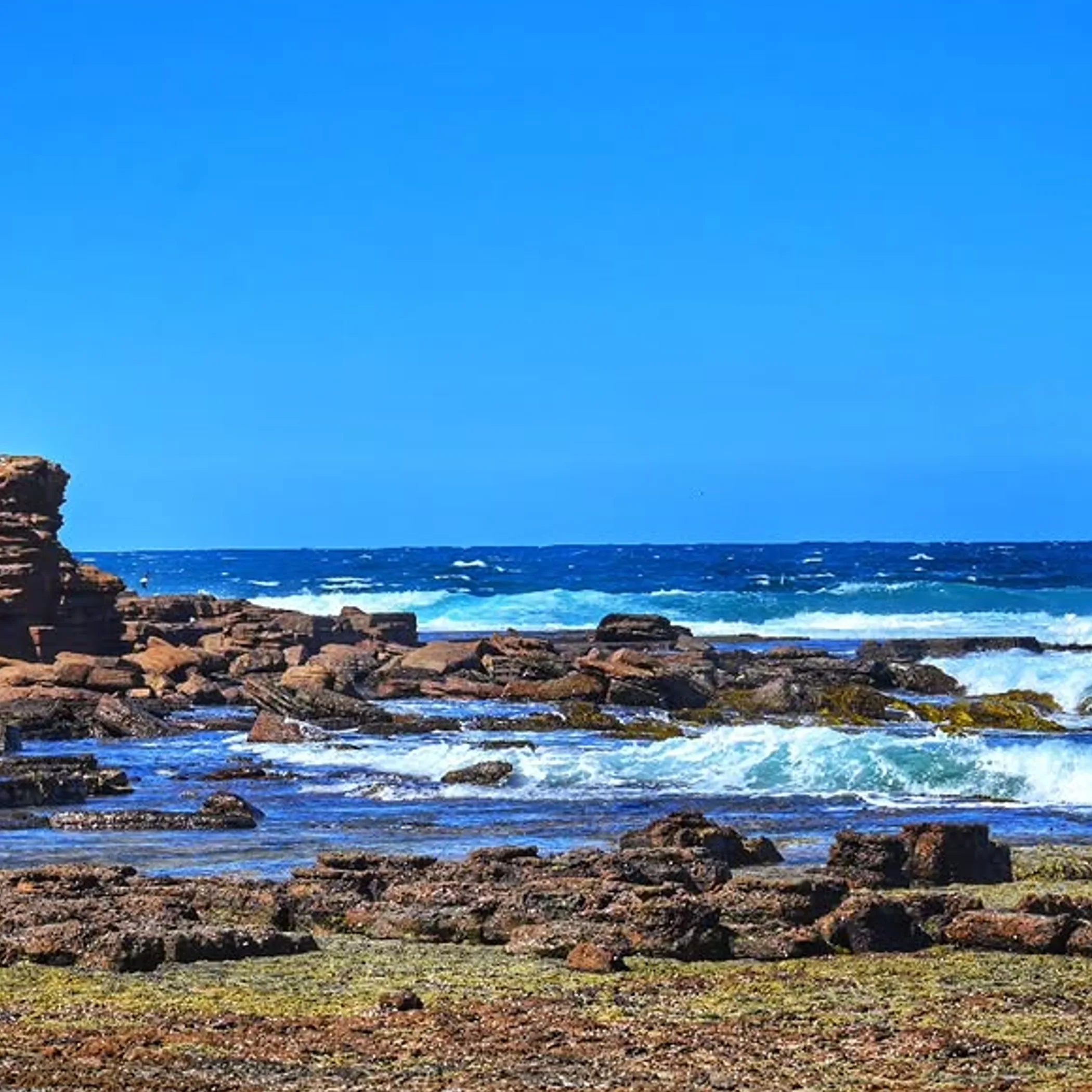 eroding rocky coast with active waves